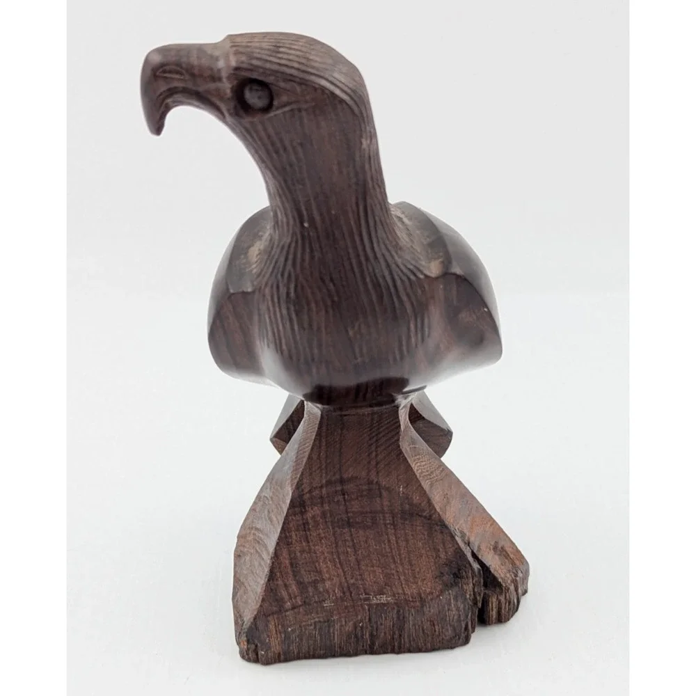 Vintage Hand Carved Ironwood Eagle Sculpture 6” Bird of Prey Falcon - Picture 3 of 8